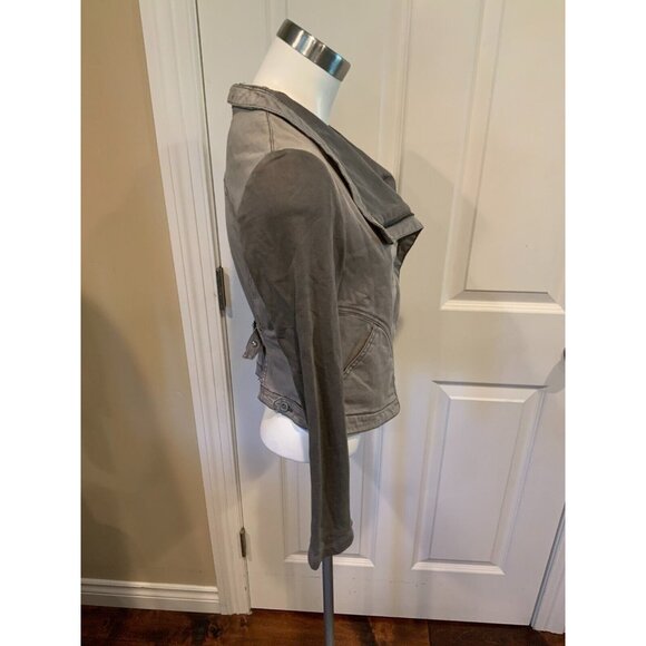 Marrakech Anthropologie Gray Cropped Asymmetrical Zip-Up Jacket, Size S - Picture 2 of 5